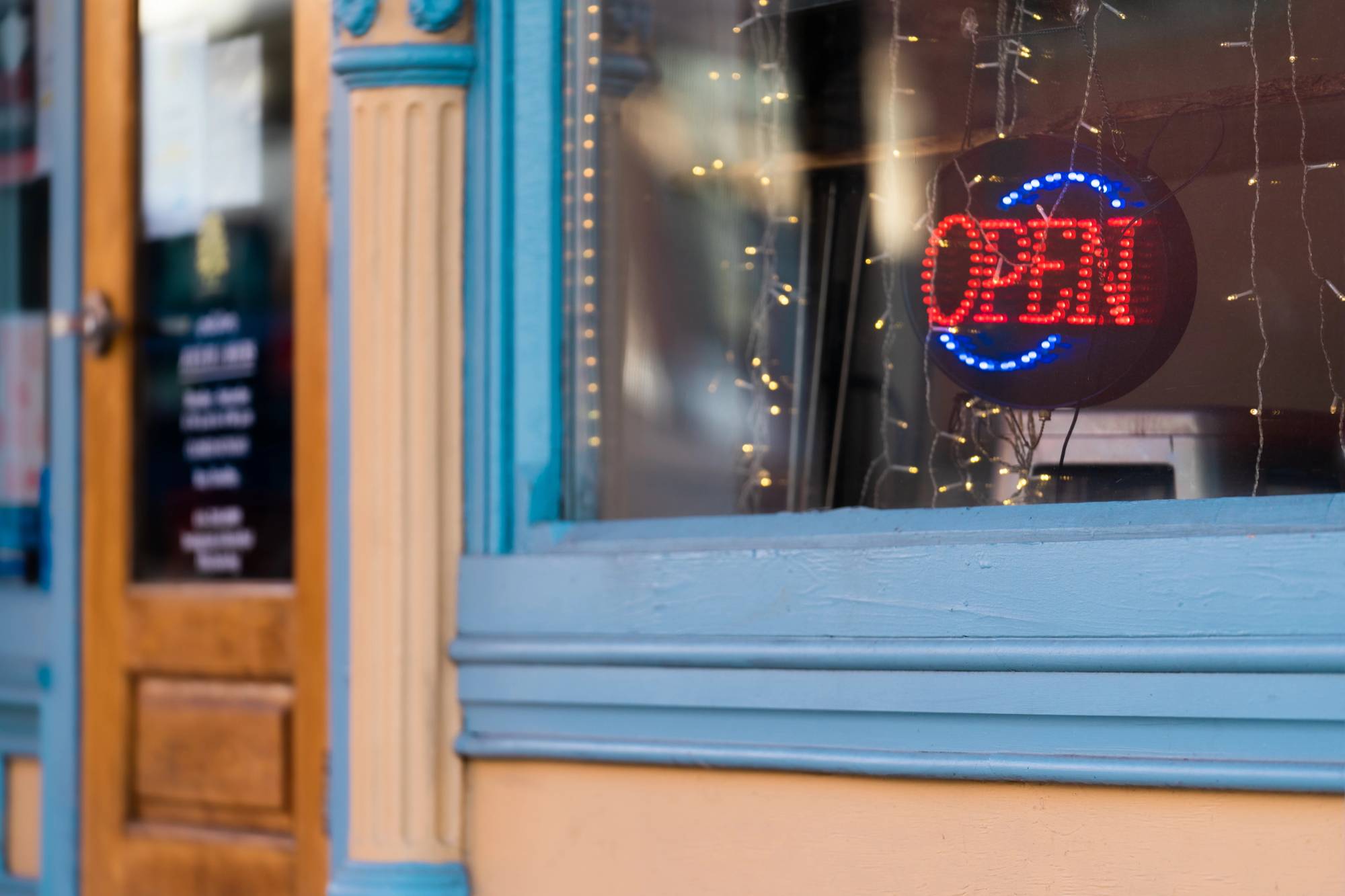 Storefront "Open" sign